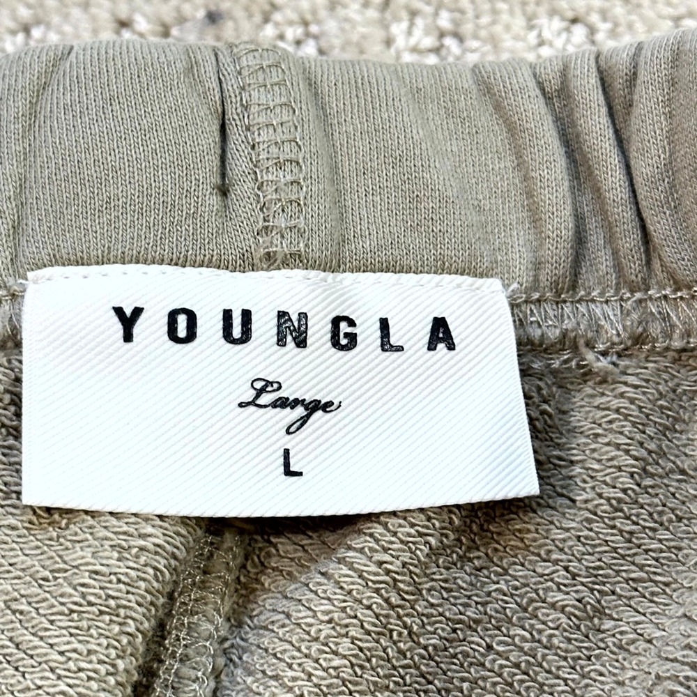 YoungLA Sweatpants Mens Large 239 Earthy Collection Joggers Tan Beige Cotton Gym - Picture 5 of 6